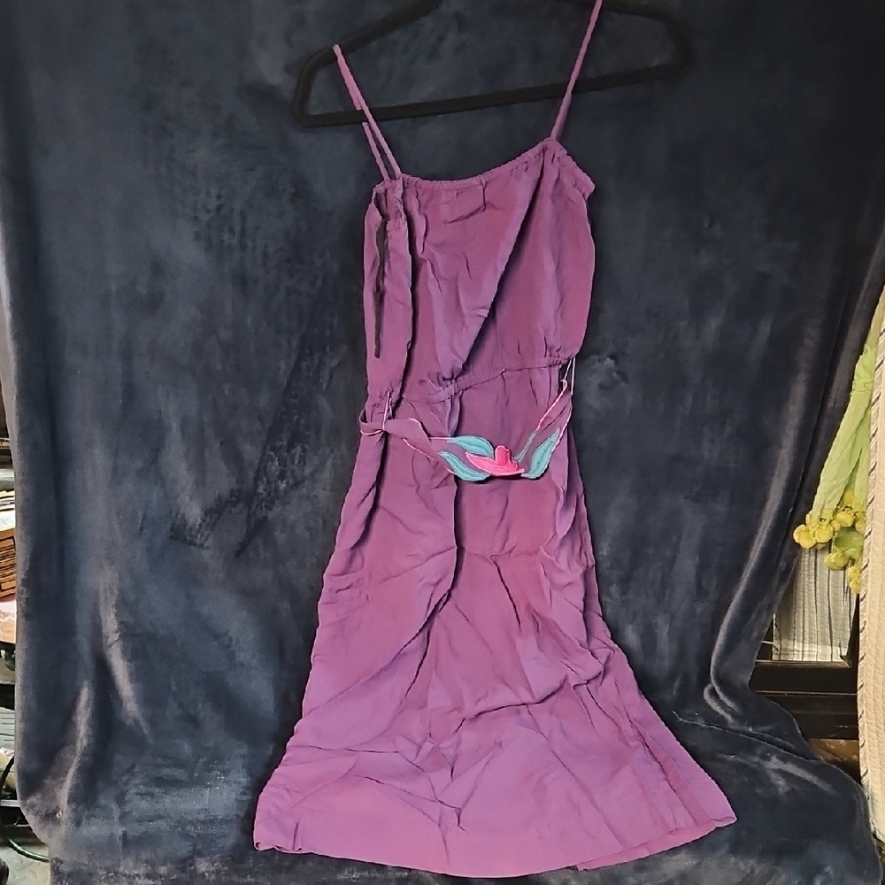 Vintage INFINITY Purple Midi Dress with Colorful Detail.